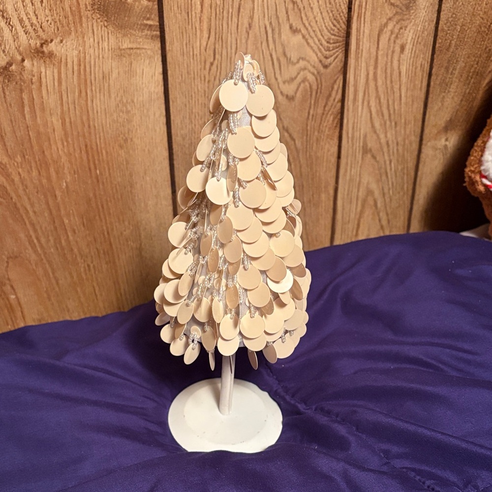 Vintage Cream Sequin Tabletop Tree from Stein Mart